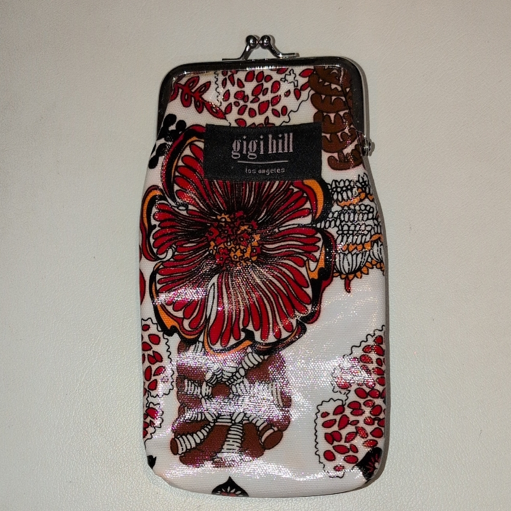 Gigi Hill Floral Eyeglass Bag - White and Red